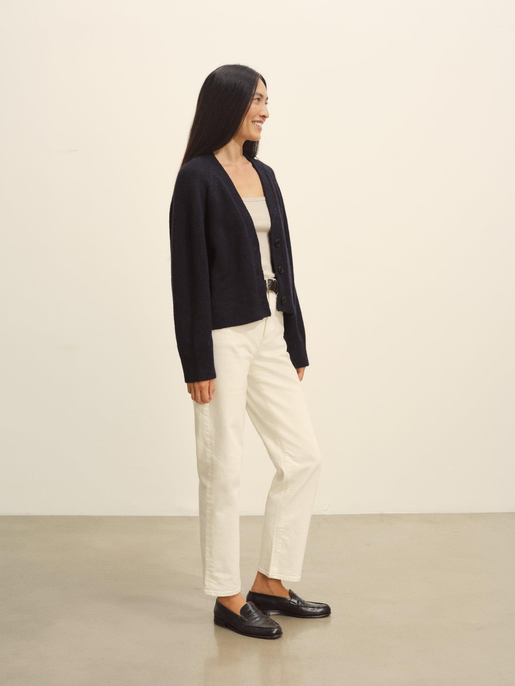 Dark Navy Highland Alpaca Boxy Cardigan Product Image