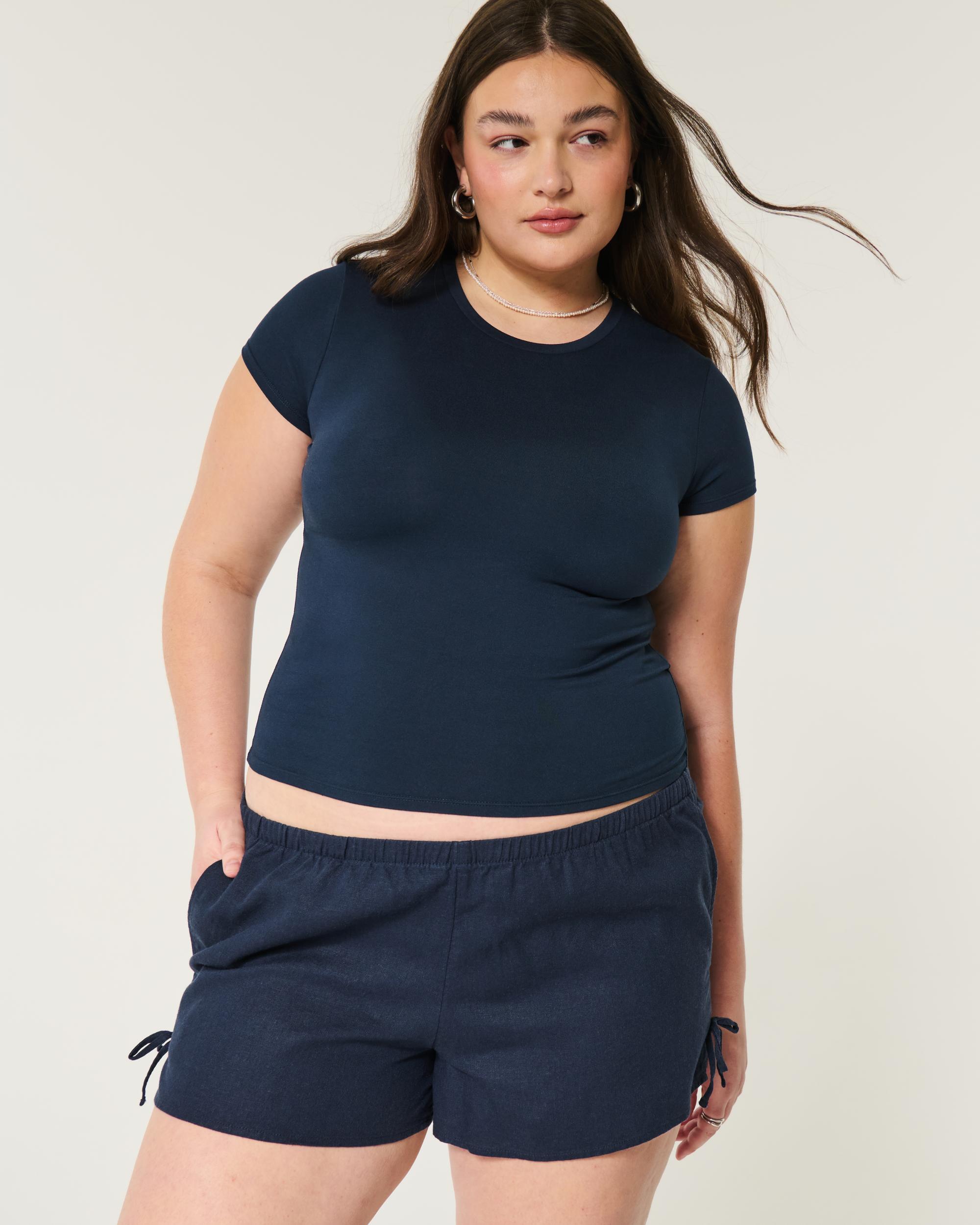 Linen-Blend Side Bow Soft Shorts Product Image