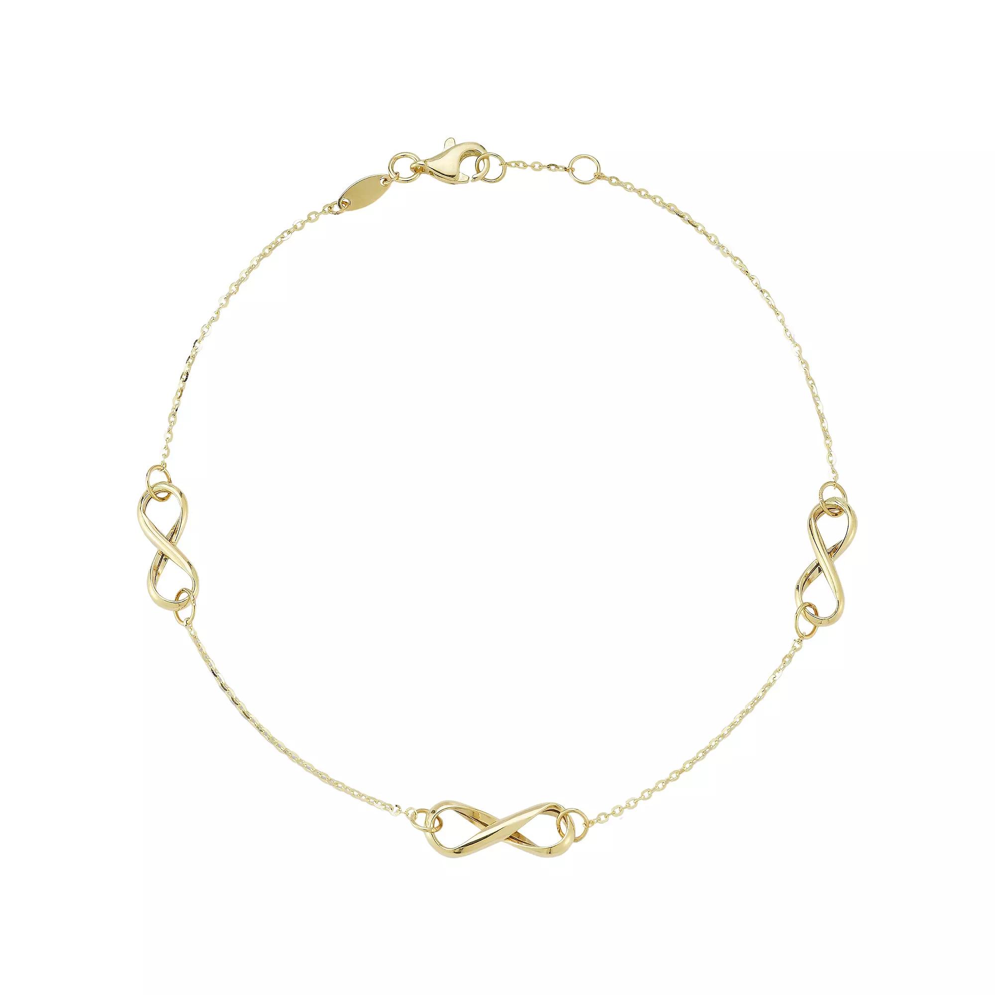 LUMINOR GOLD 14k Gold Tri-infinity Anklet, Women's, Size: 9" Product Image
