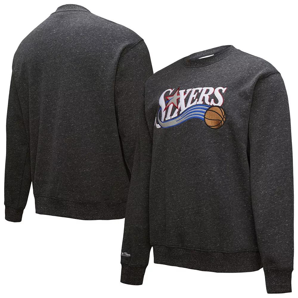 Men's Black Philadelphia 76ers Hardwood Classics Blackout Collection Snow Washed Pullover Sweatshirt, Size: XL, 76r Black Product Image