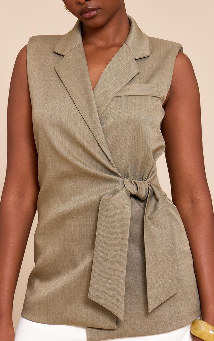 Olive Tie Waist Vest Product Image