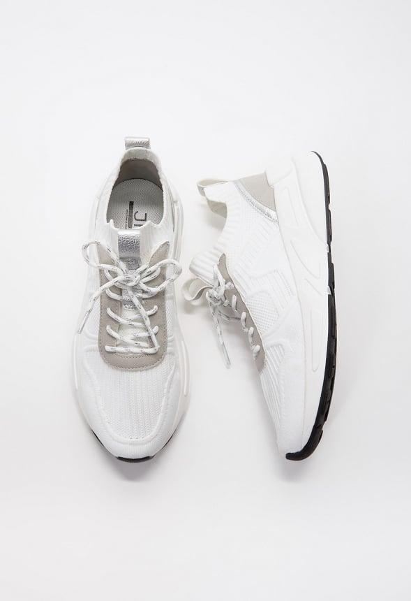 JustFab Margaux Platform Loafer Pump Womens Black/ White Size 8.5 Product Image