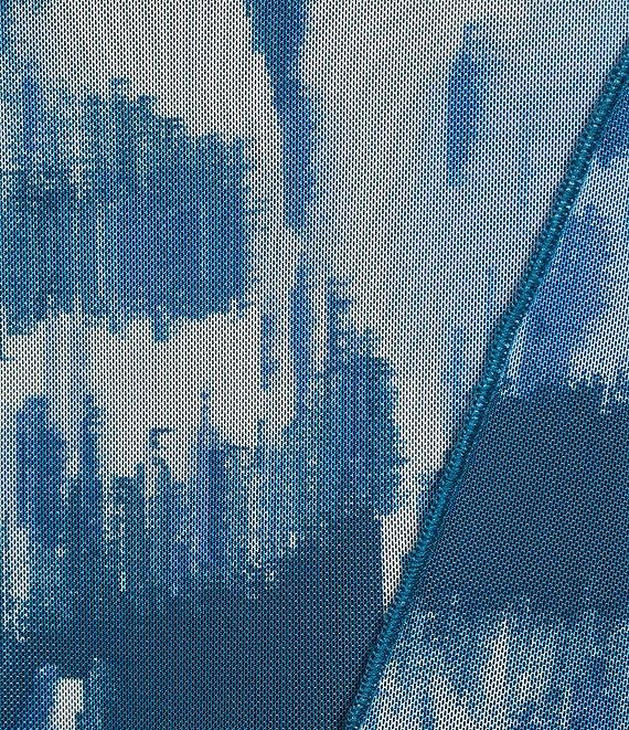 Slim Factor by Investments Kiki Blur Print Crew Neck Long Sleeve Ruffled Hem Lined Top Product Image