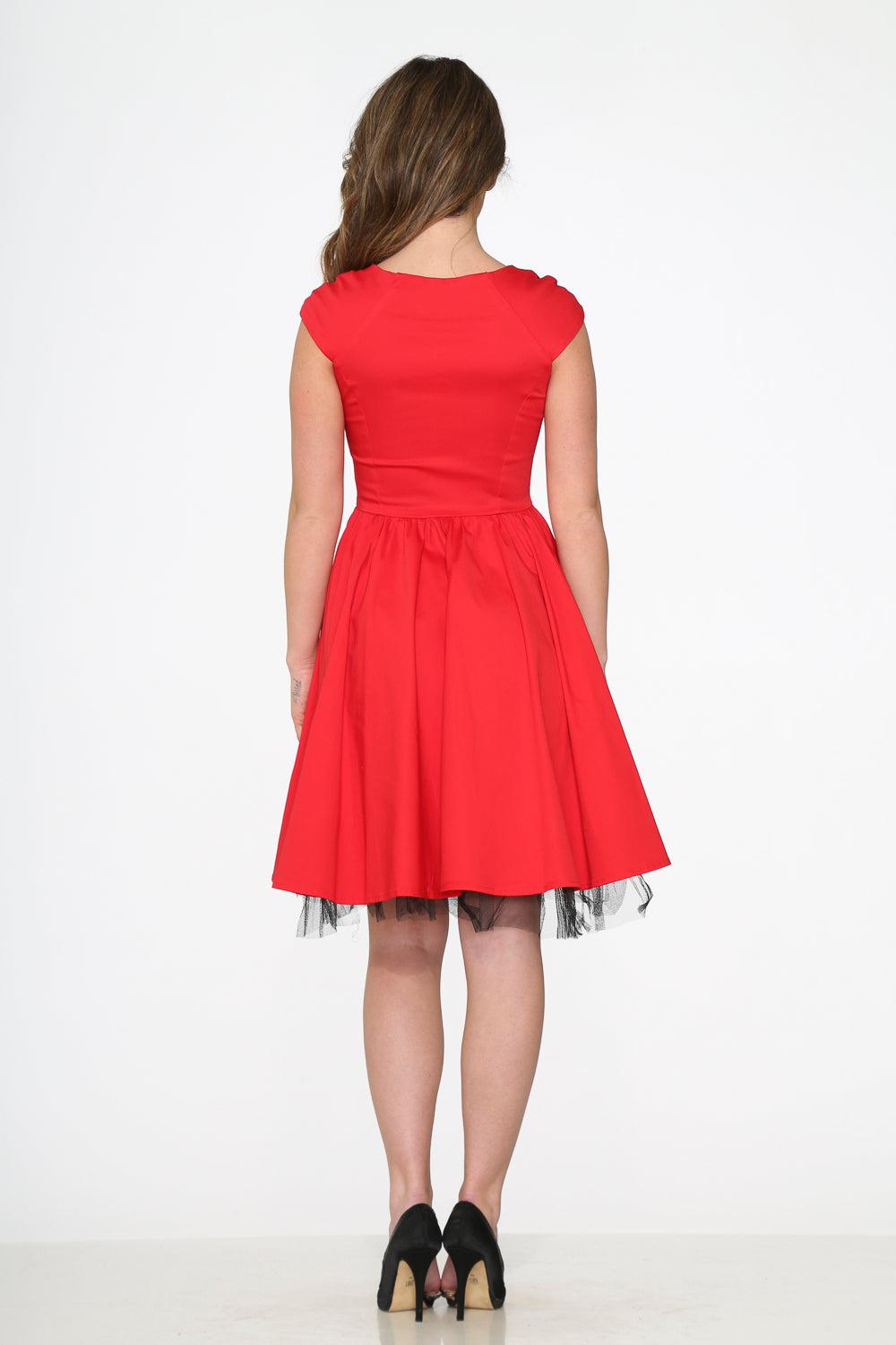 Red & Black Trim Swing Dress Product Image
