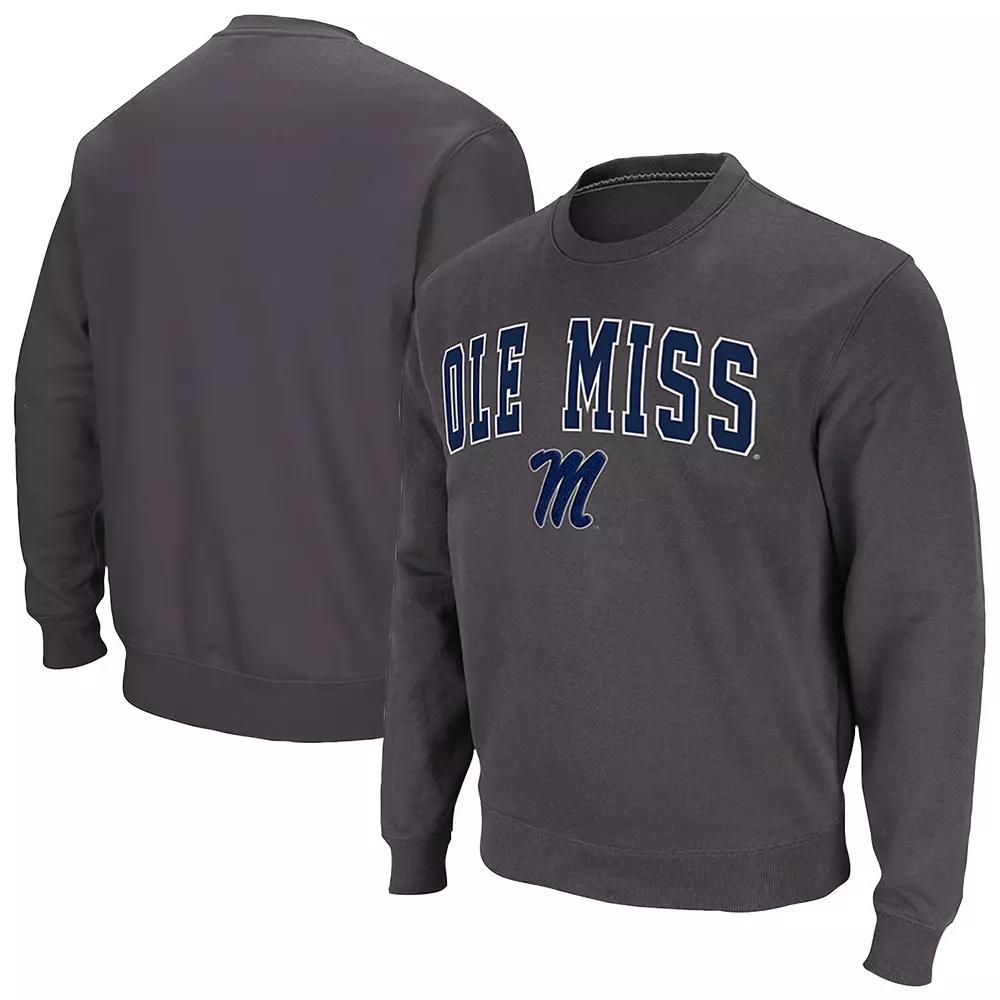Men's Colosseum Charcoal Ole Miss Rebels Arch & Logo Pullover Sweatshirt,  Product Image