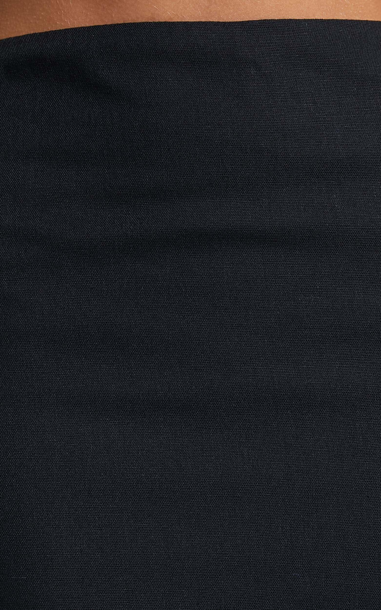 Vance Maxi Skirt - Linen Back Split Skirt in Black Product Image