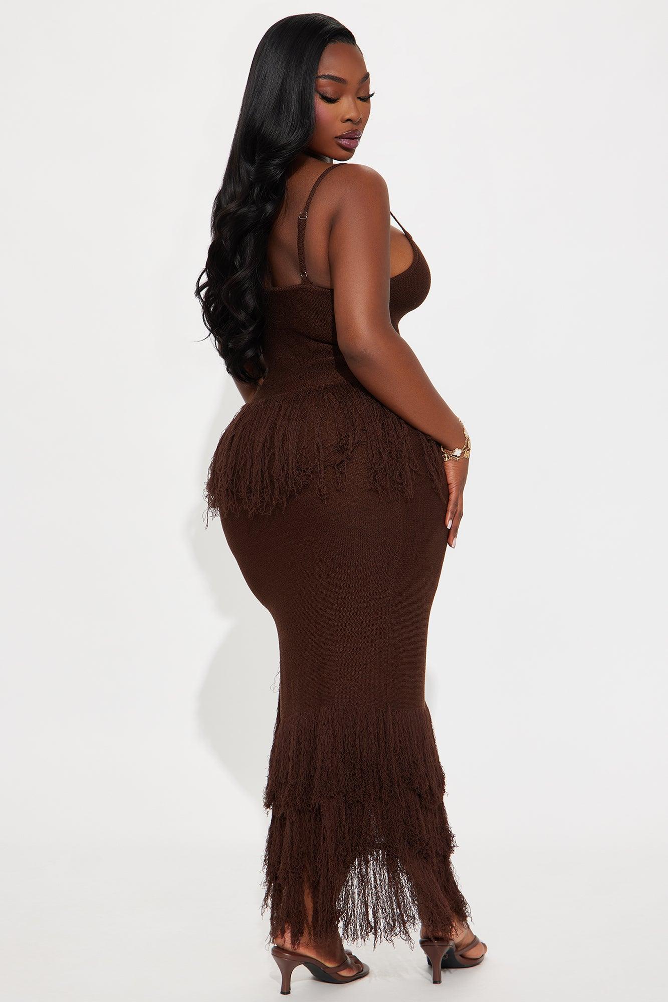 Happy To Be Here Crochet Skirt Set - Brown Female Product Image