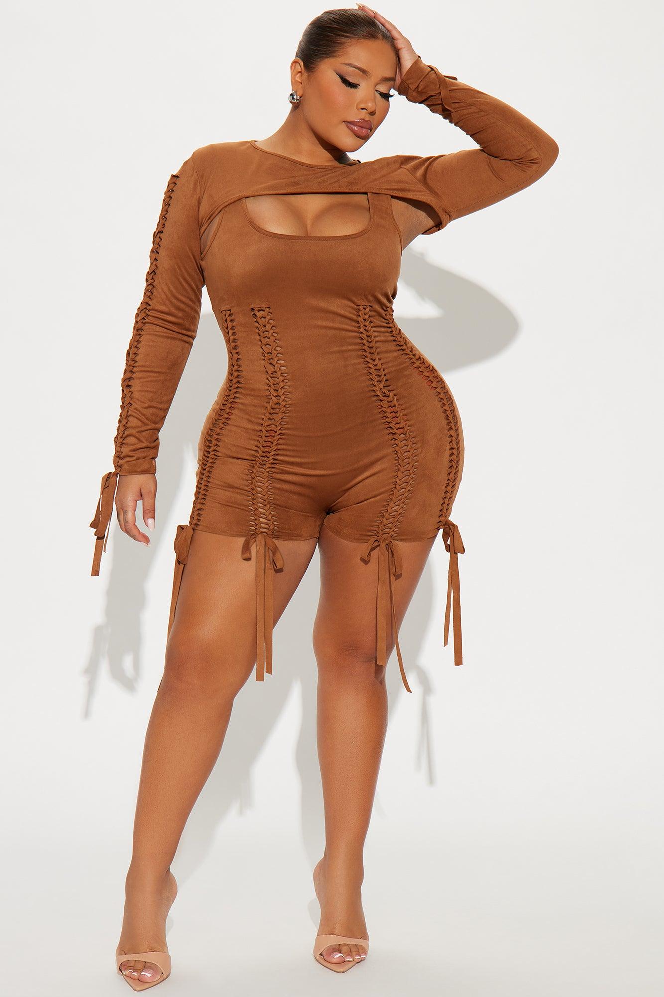 Yovanna Romper Set - Brown Product Image