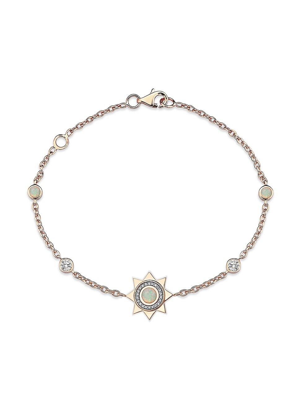 Womens Equinox Beam 14K Rose Gold, 0.30 TCW Diamond & Opal Bracelet Product Image