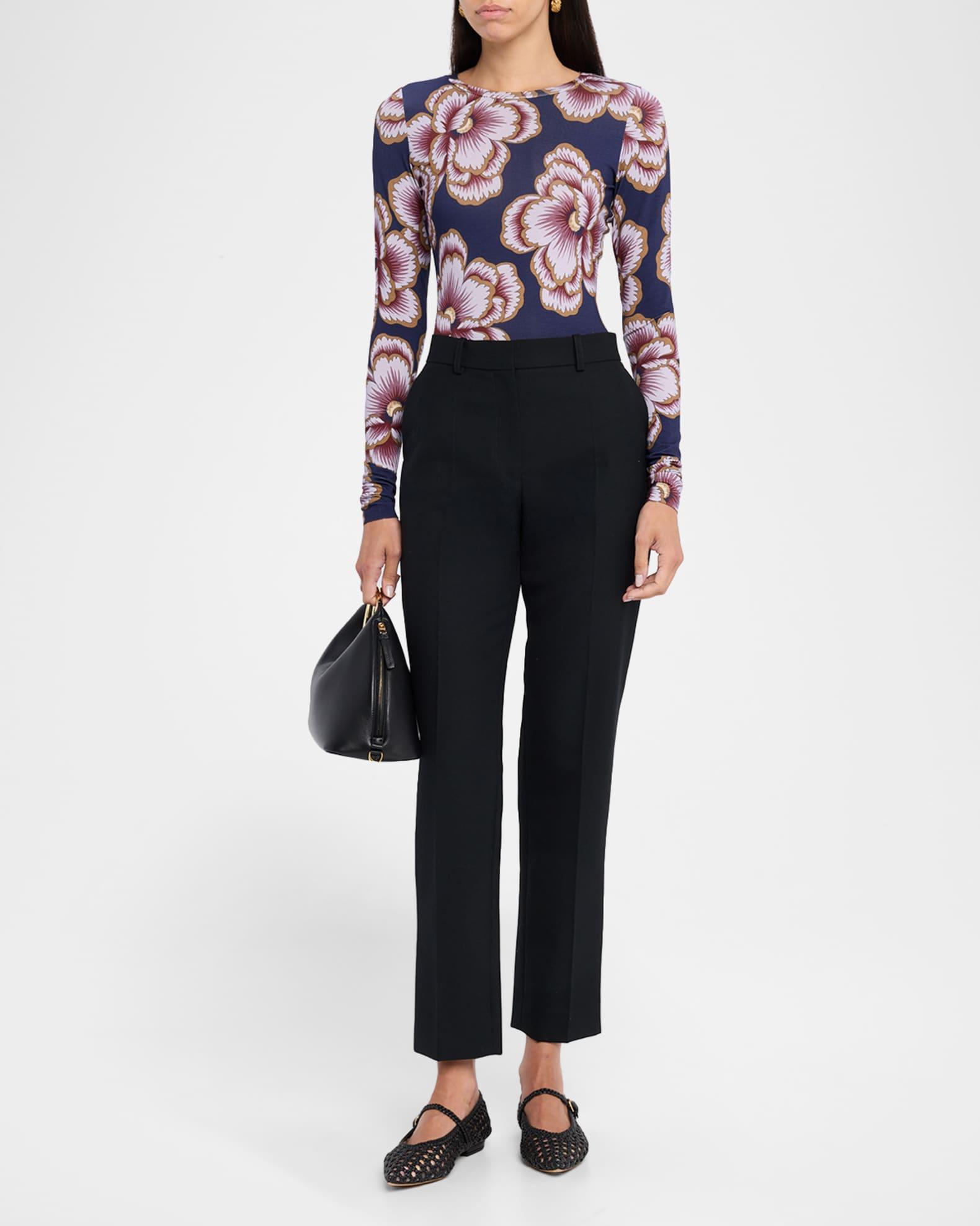 Floral Scrunch-Sleeve Crewneck Top Product Image