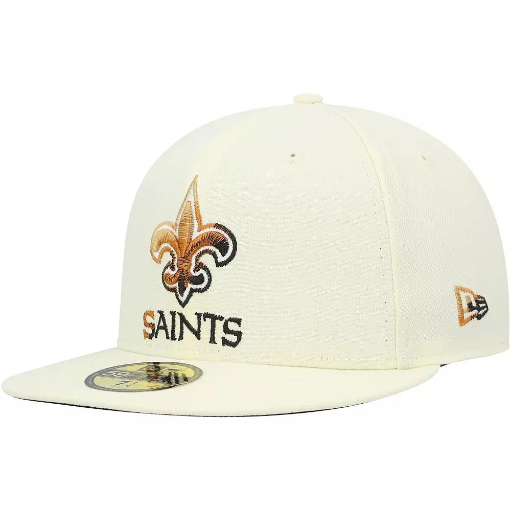 Men's New Era Cream New Orleans Saints Chrome Dim 59FIFTY Fitted Hat, Size: 7 1/4, Beige Product Image