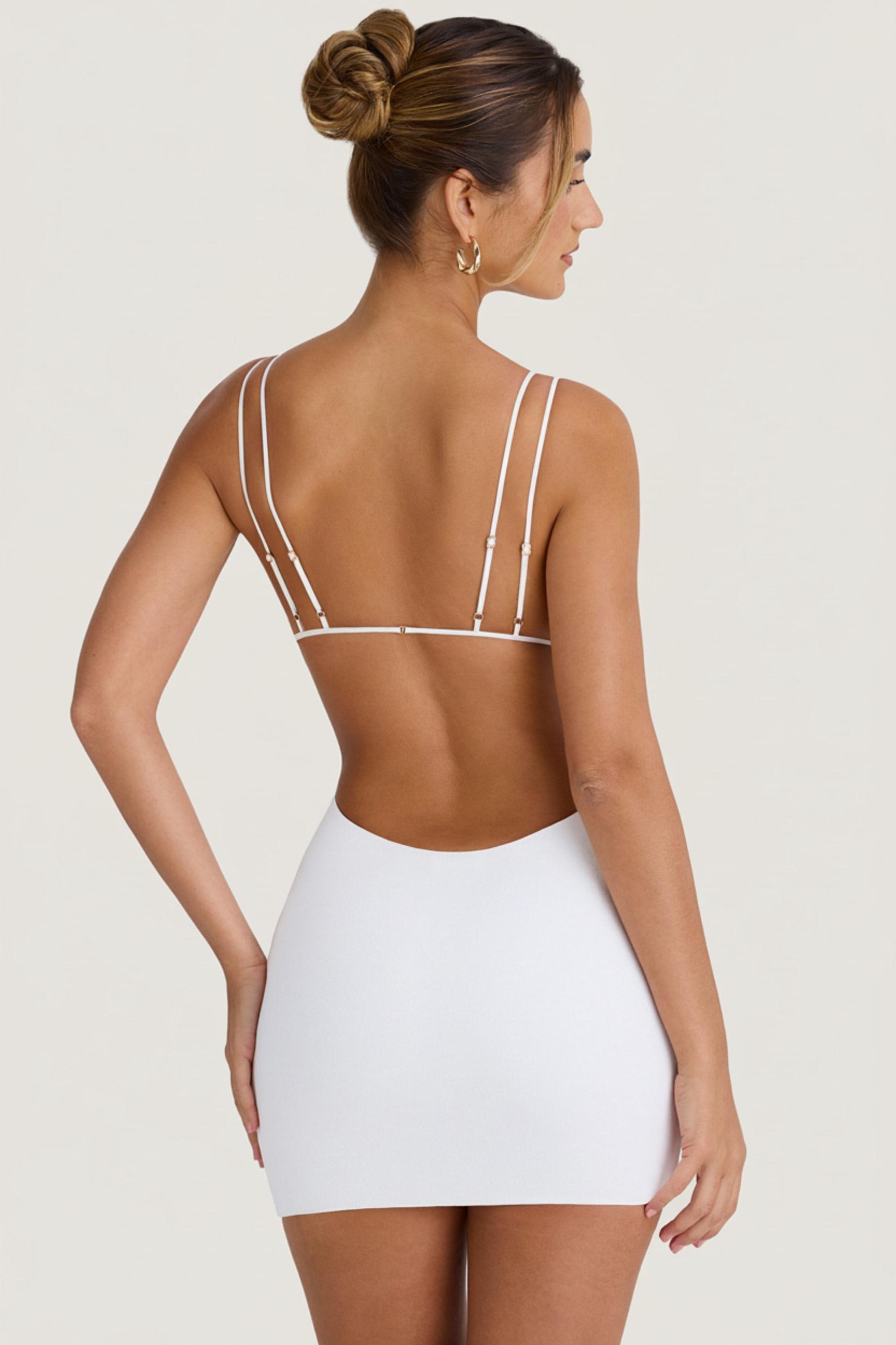 Cut-Out Open-Back Mini Dress in White Product Image