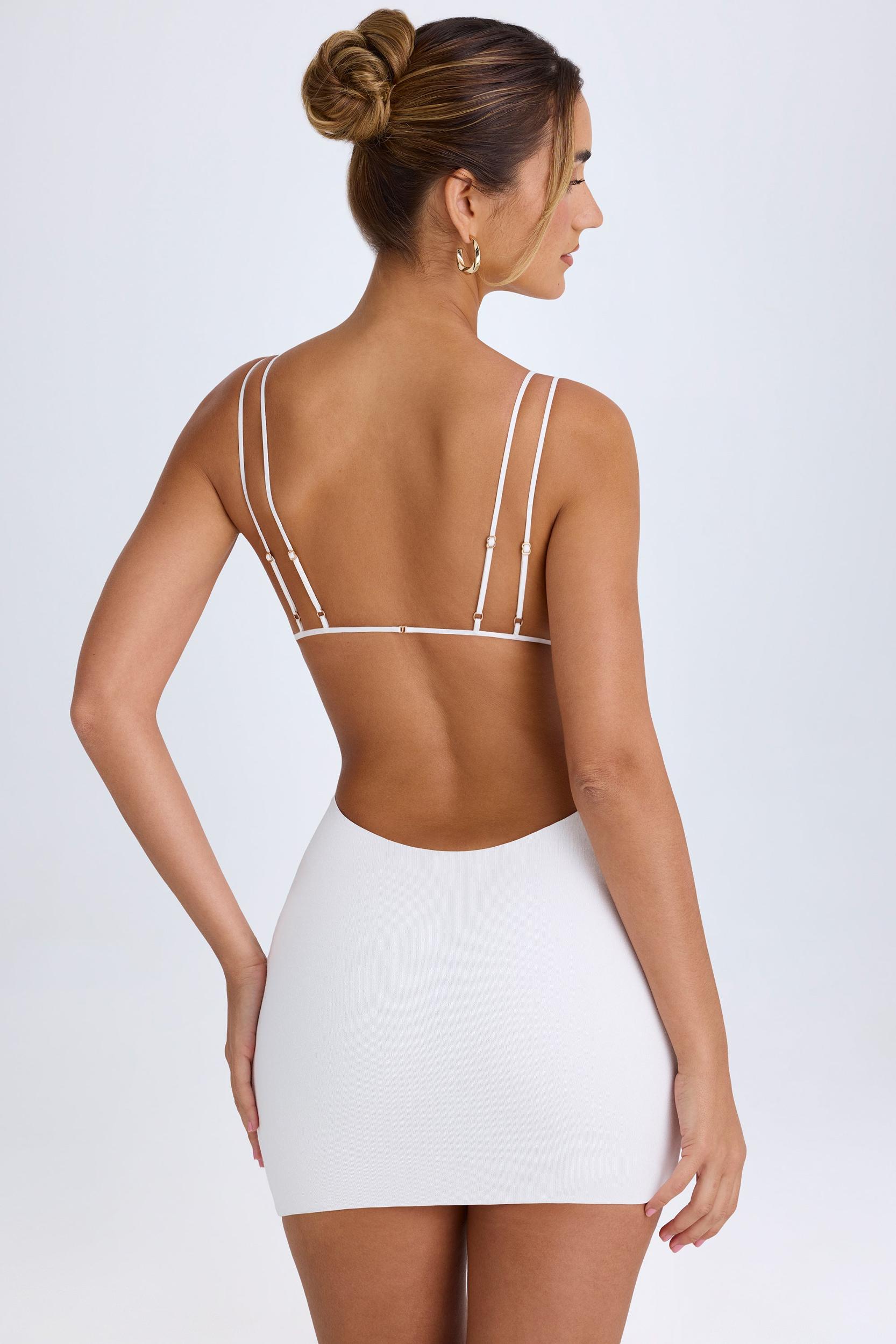 Cut-Out Open-Back Mini Dress in White Product Image