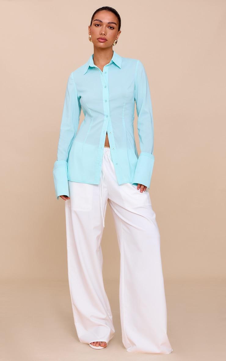 Mint Chiffon Fitted Shirt Product Image