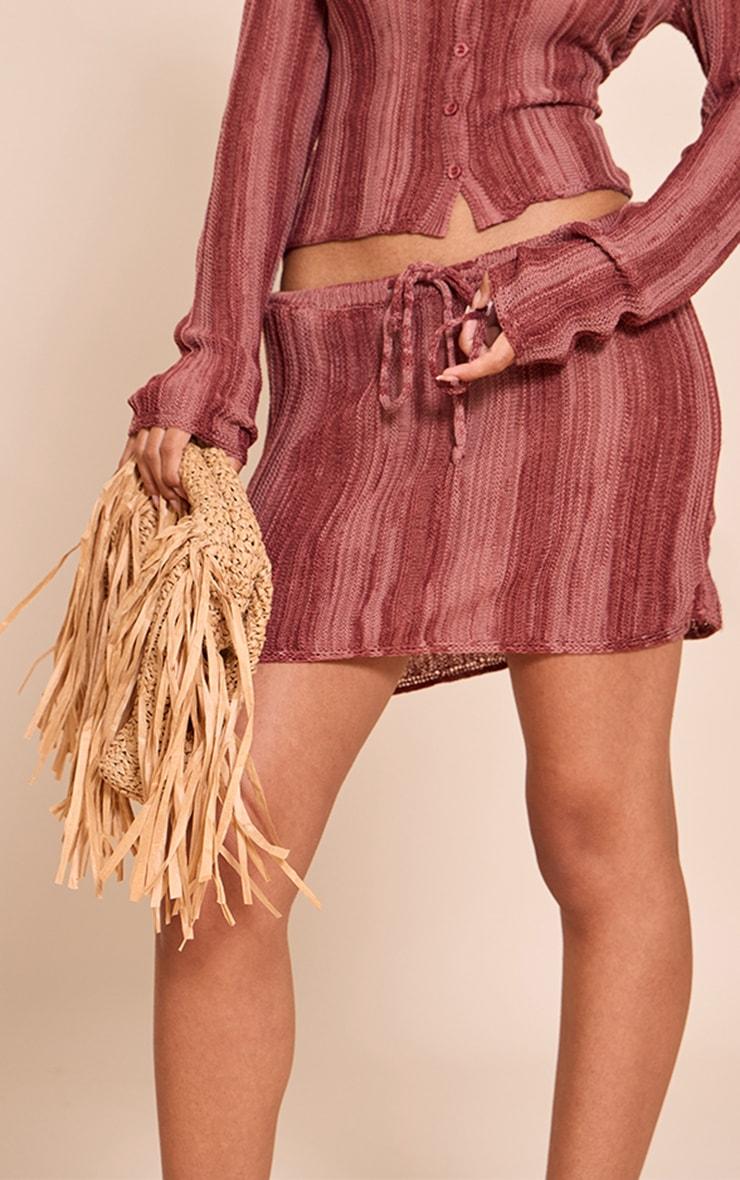 Petite Blush Rose Striped Knit Mini Skirt Product Image