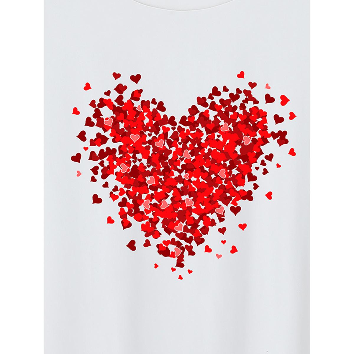 Plus Size Floral Love Print Round Neck T-Shirt Originalwhite Women Non Natural Flowers Round Neck Casual T-shirts BloomChic 30/6X Product Image