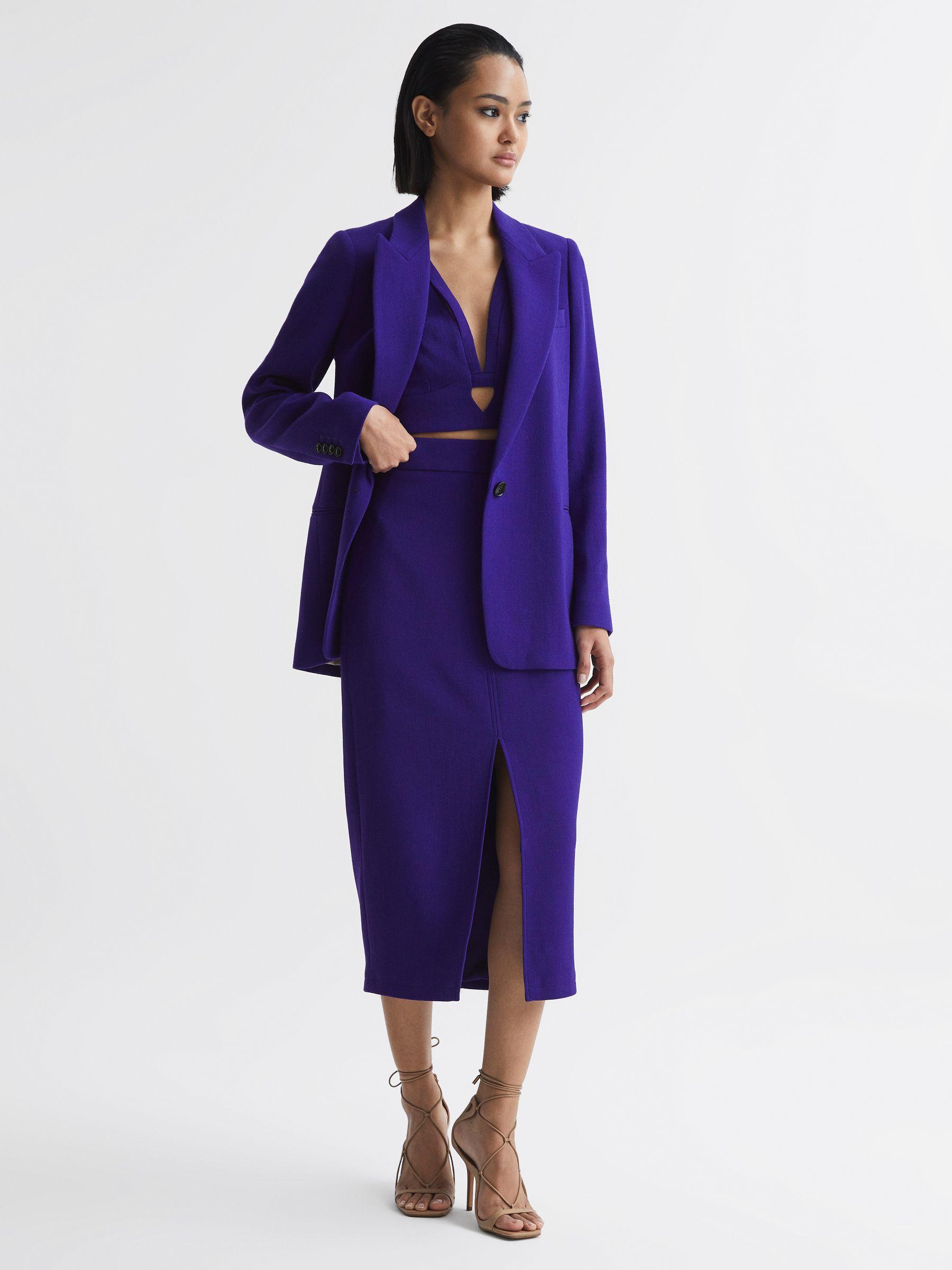 Wool Pencil Skirt in Purple Product Image