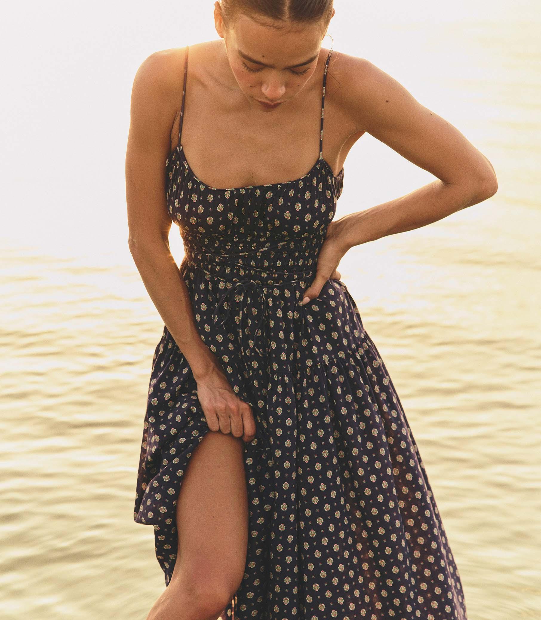 SAFIA DRESS -- NAVY CADIZ FOULARD Product Image