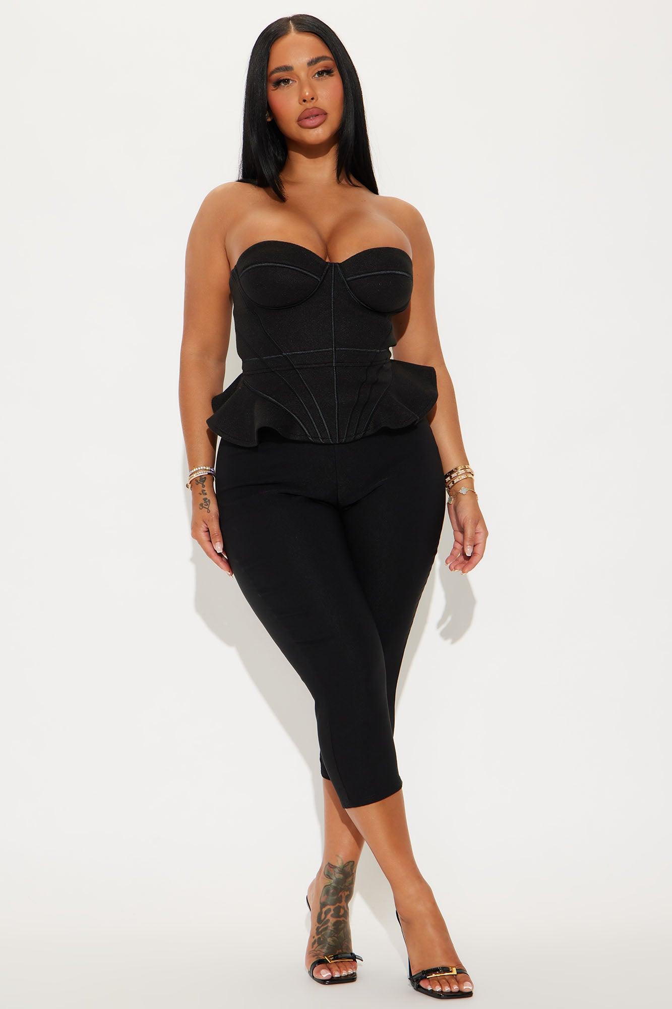 Winter Nights Peplum Corset Top - Black Product Image
