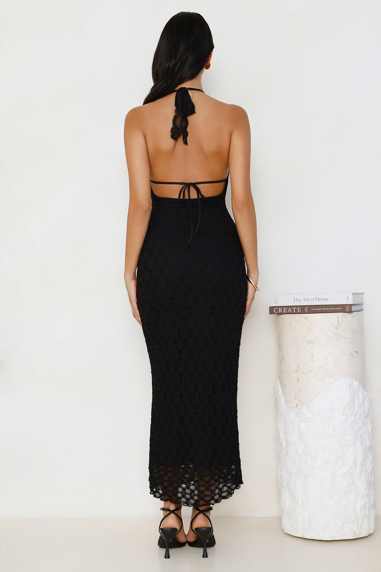 Lace Me Up Halter Maxi Dress Black Product Image