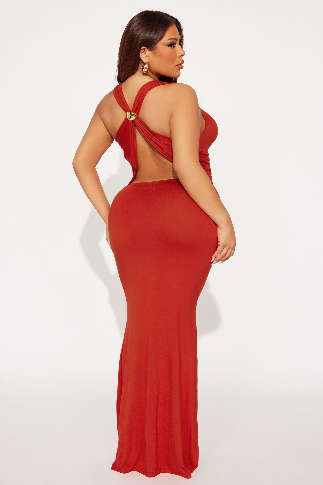 Priscilla Back Hardware Maxi Dress - Rust Product Image