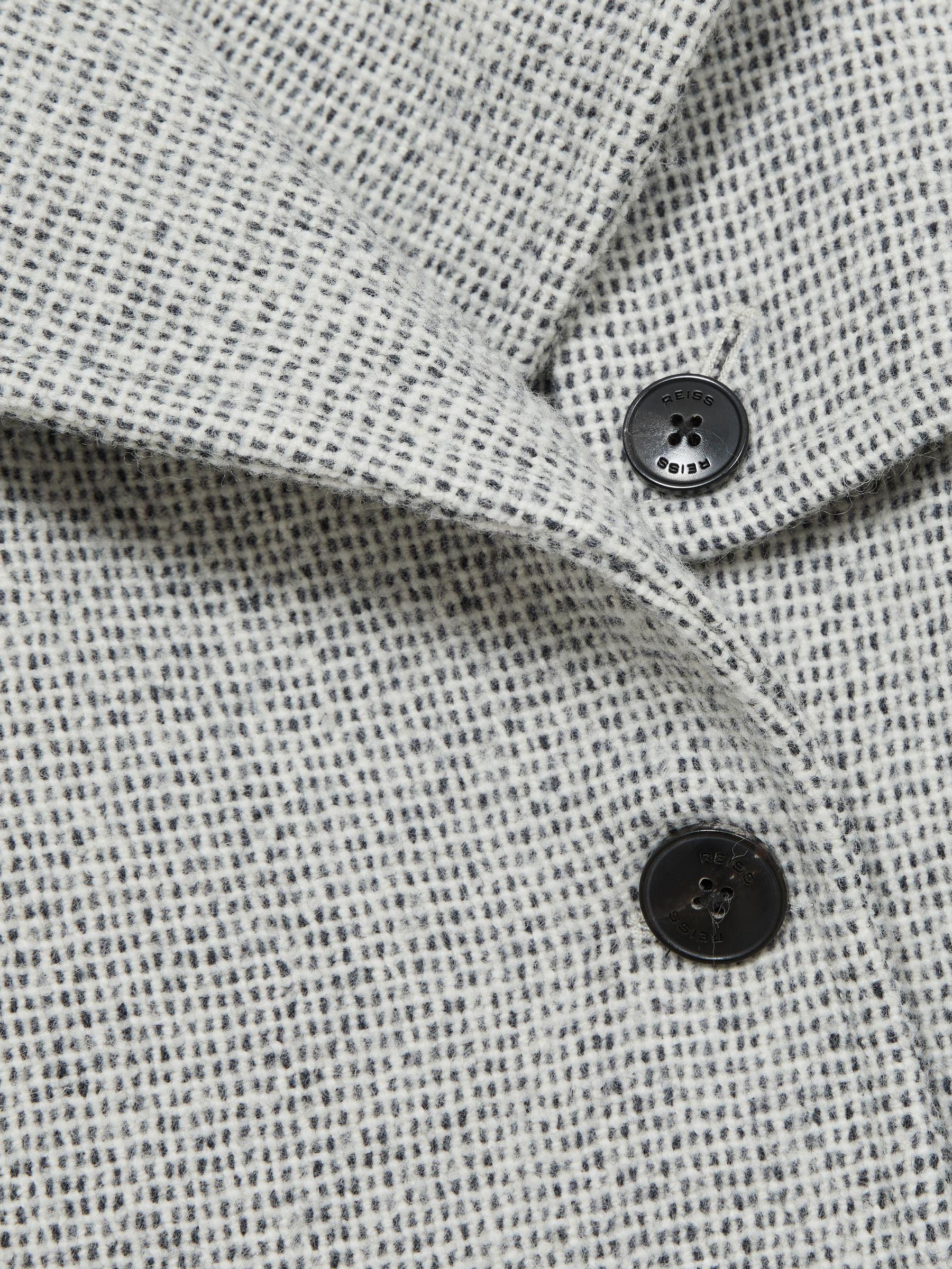 Wool-Blend Double-Breasted Check Trench Coat in Black/White Product Image