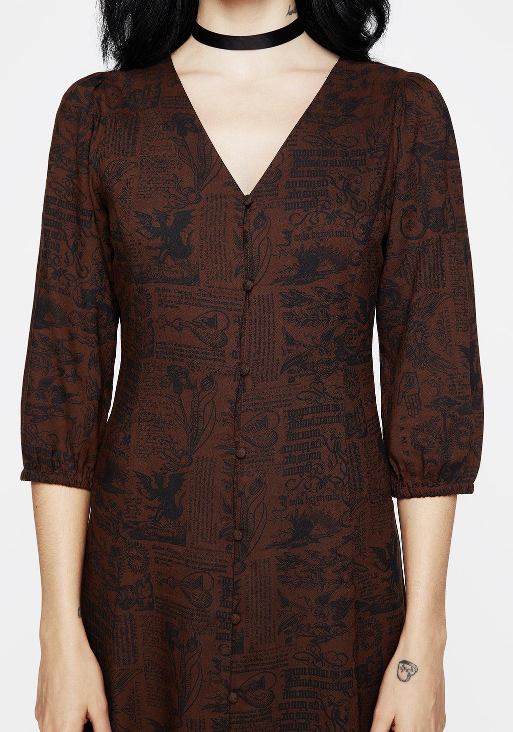 Daemonologie Woodcut Print Button Up Midaxi Dress Product Image