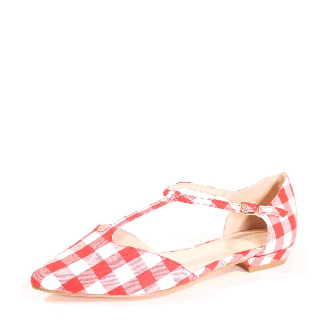 Garden Gingham T-Strap Flats Product Image
