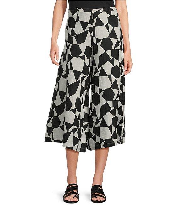 Bryn Walker Ella Woven Prisma Print Wide-Leg Pull-On Coordinating Crop Pants Product Image