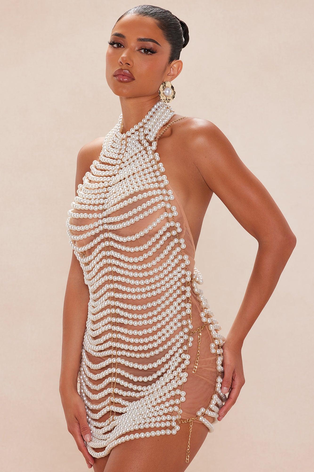 Annette Pearl Mini Dress - Ivory Product Image