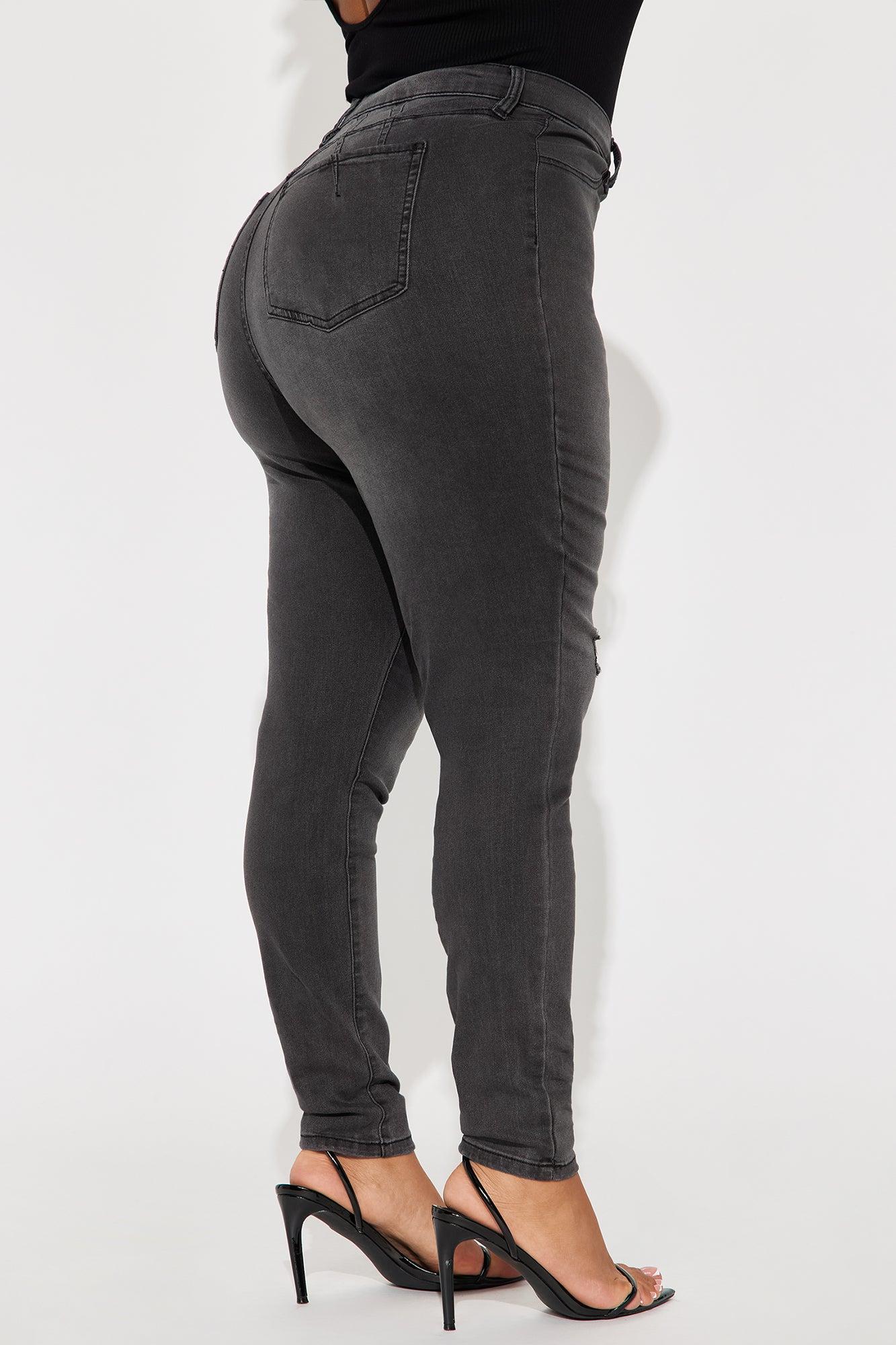 Stretch Curvy Ripped Skinny Jean - Black Product Image