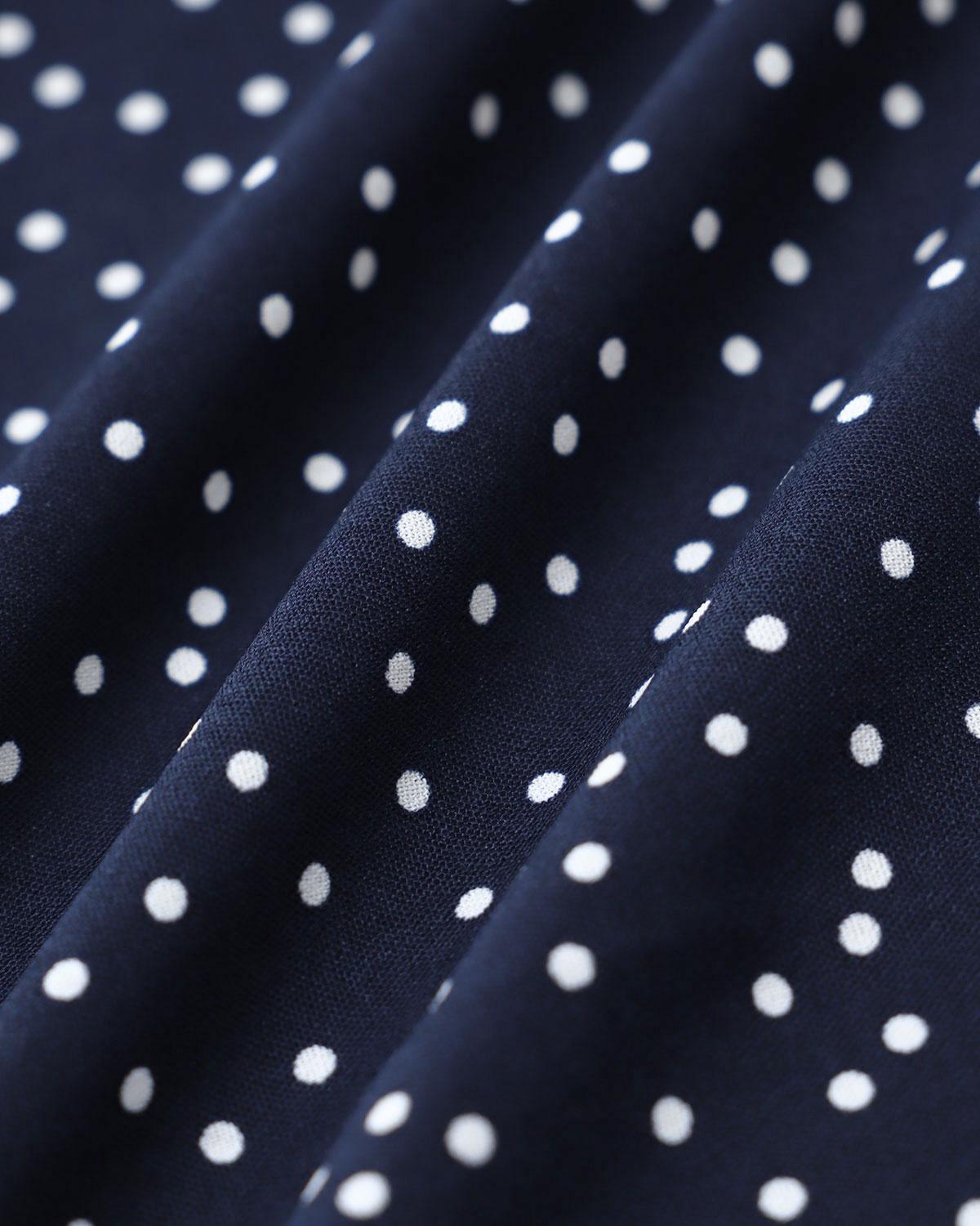 Navy Polka Dot Wrap Mini Skirt Product Image