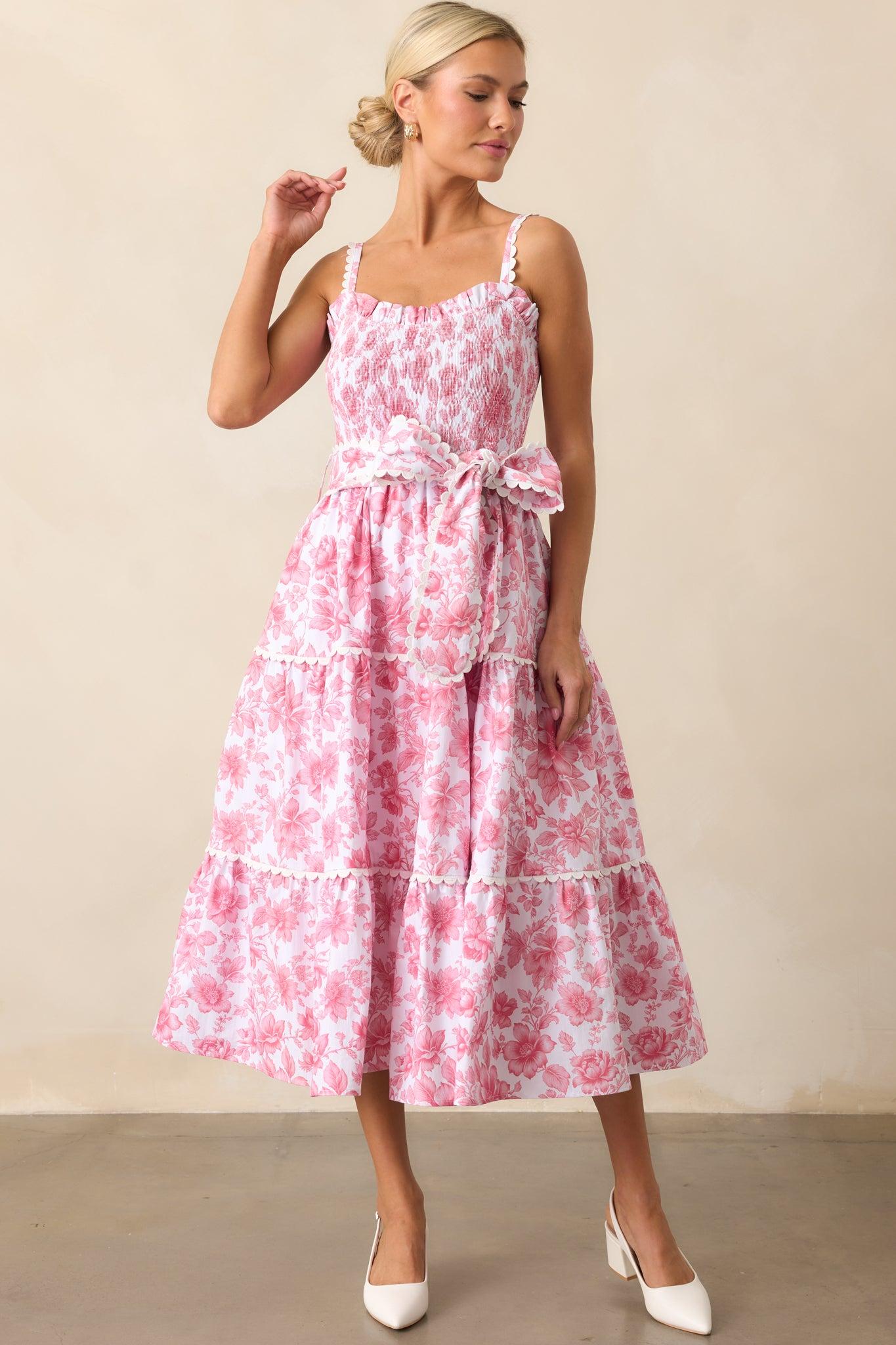 Darcy La France Dianthus Pink Floral Cotton Maxi Dress Product Image