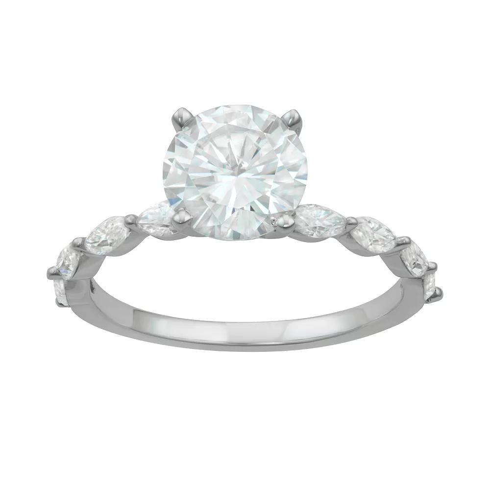 Charles & Colvard 14k White Gold 2 3/8 Carat T.W. Lab-Created Moissanite Engagement Ring, Women's, Size: 9, 14k Whgold Product Image