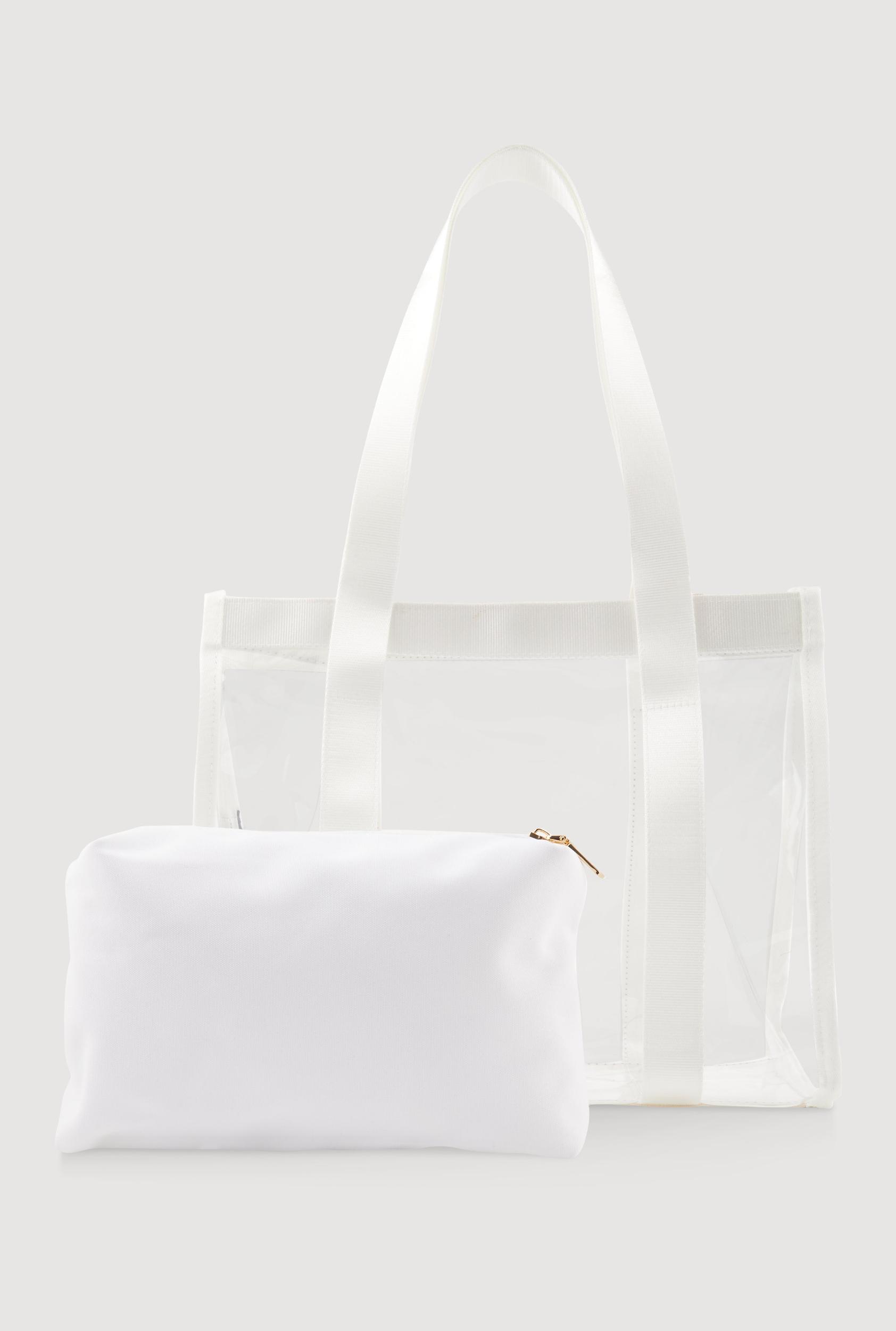 Contrast Trim Clear Tote Bag with Pouch Unisex Product Image