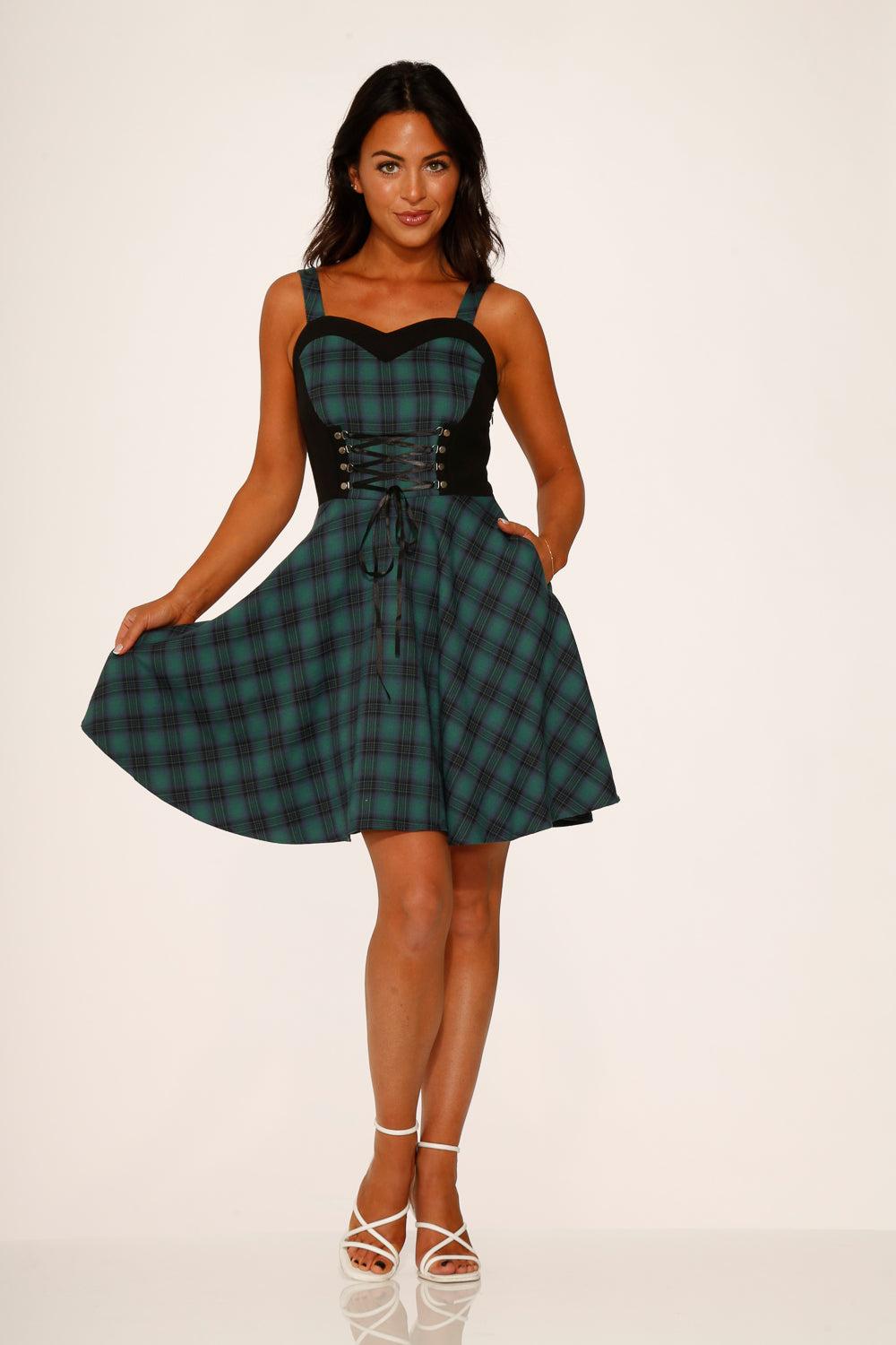Green Plaid Swing Dress Product Image