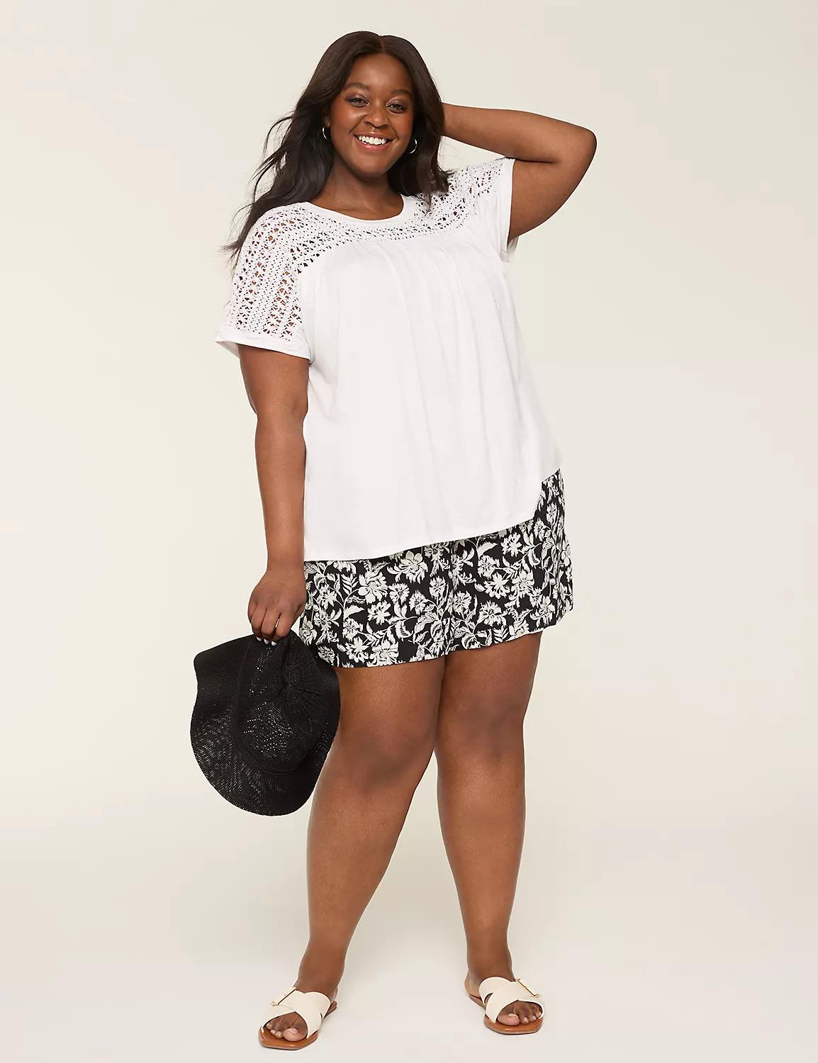 Crochet-Yoke Dolman-Sleeve Top Product Image