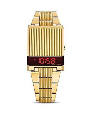 Bulova Mens Computron Gold-Tone Stainless Steel Digital Watch - 97C110 Gold Tone Product Image