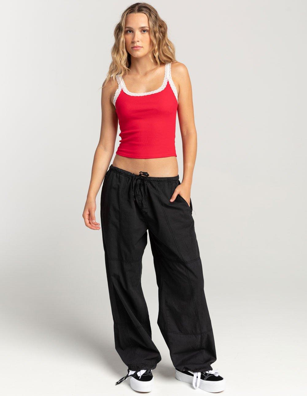 FULL TILT Lace Trim Womens Tank Top - PINK Product Image