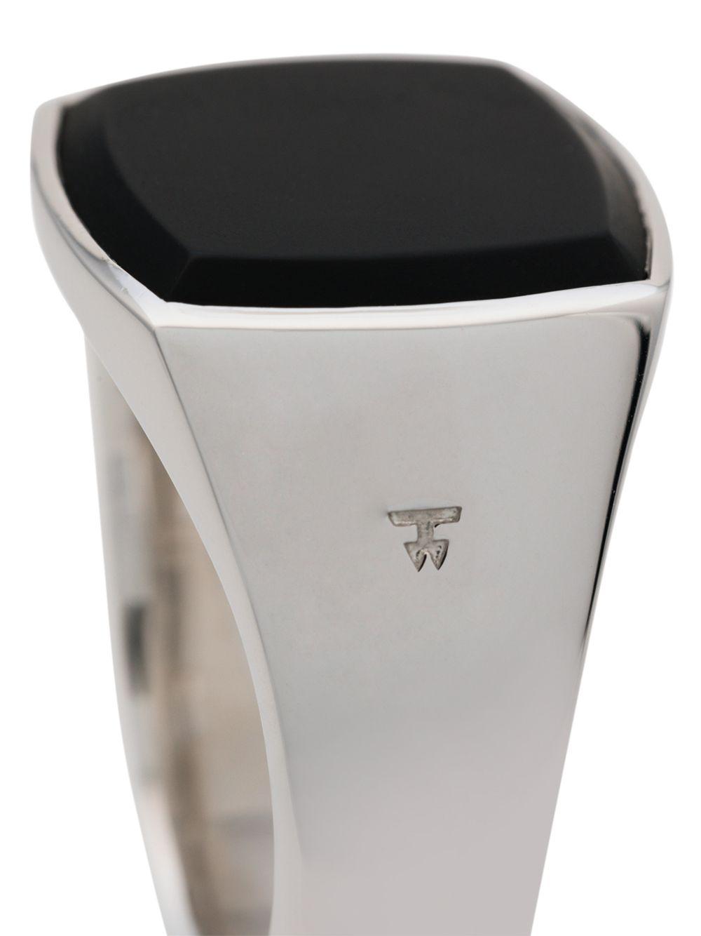 Cushion onyx sterling silver signet ring Product Image