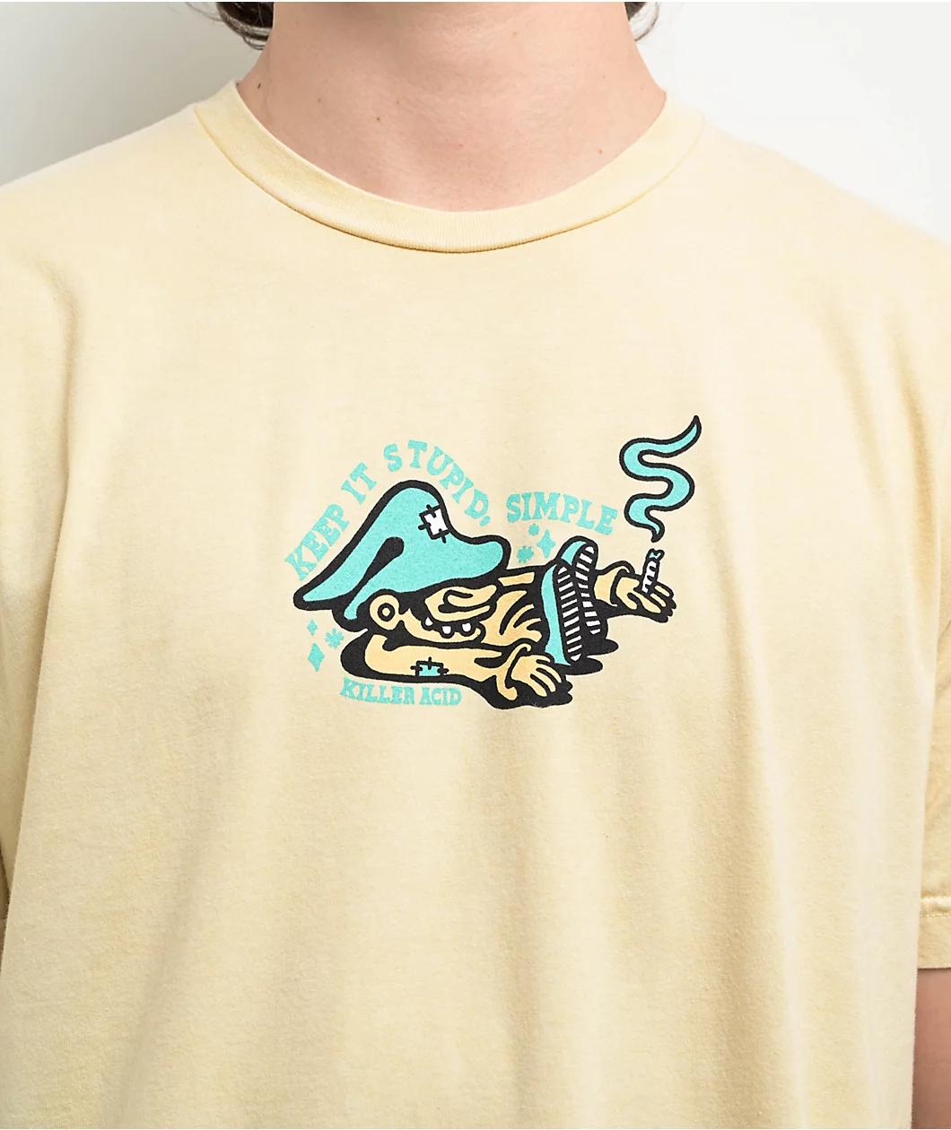Killer Acid Keep It Stupid Beige T-Shirt Product Image
