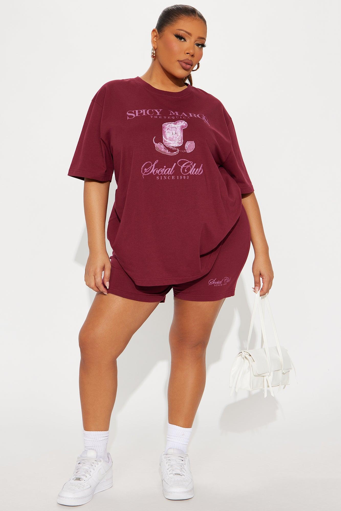 Margs Social Club Short Set - Burgundy Female Product Image