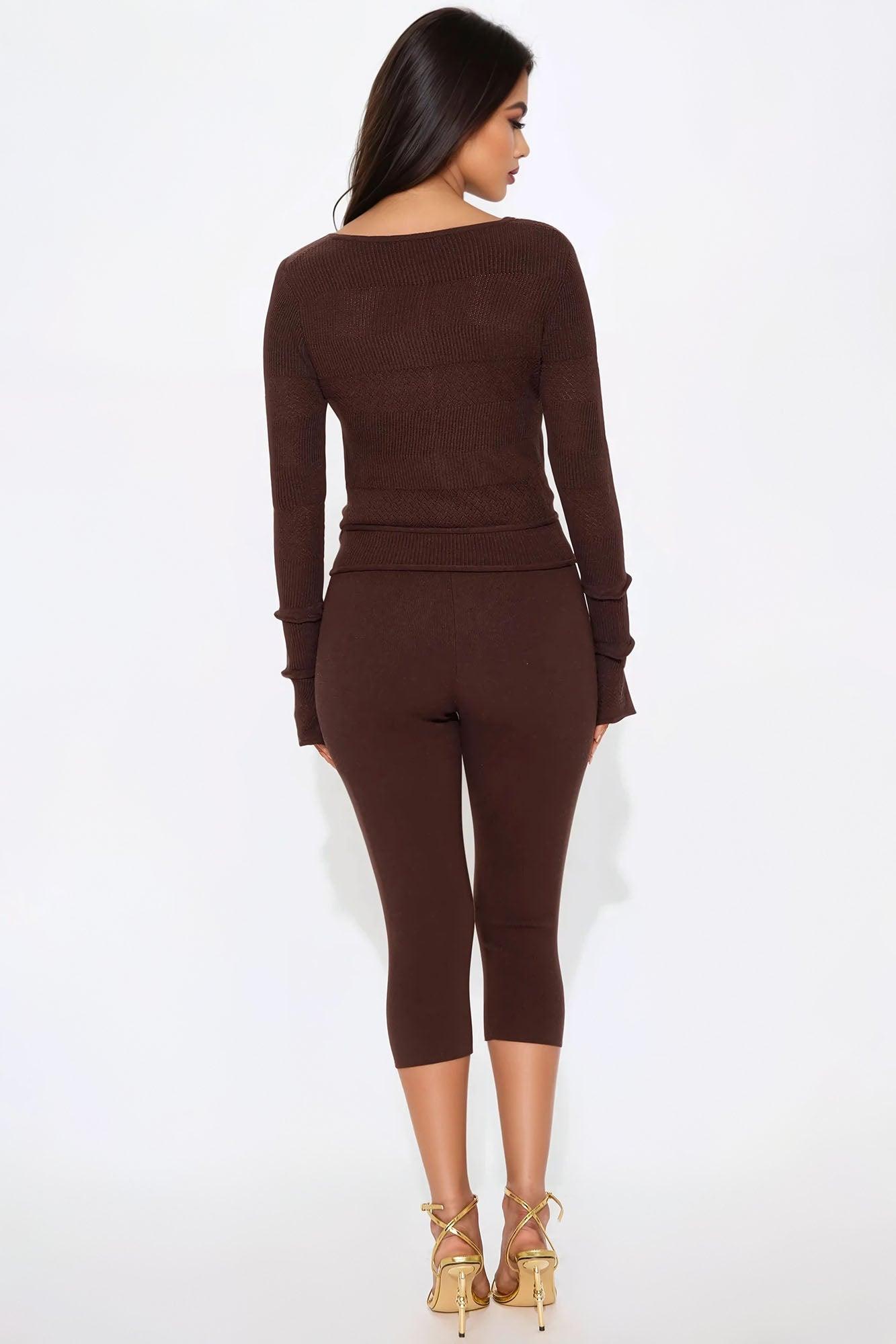 Del Mar 3 Piece Capri Pant Set - Chocolate Product Image