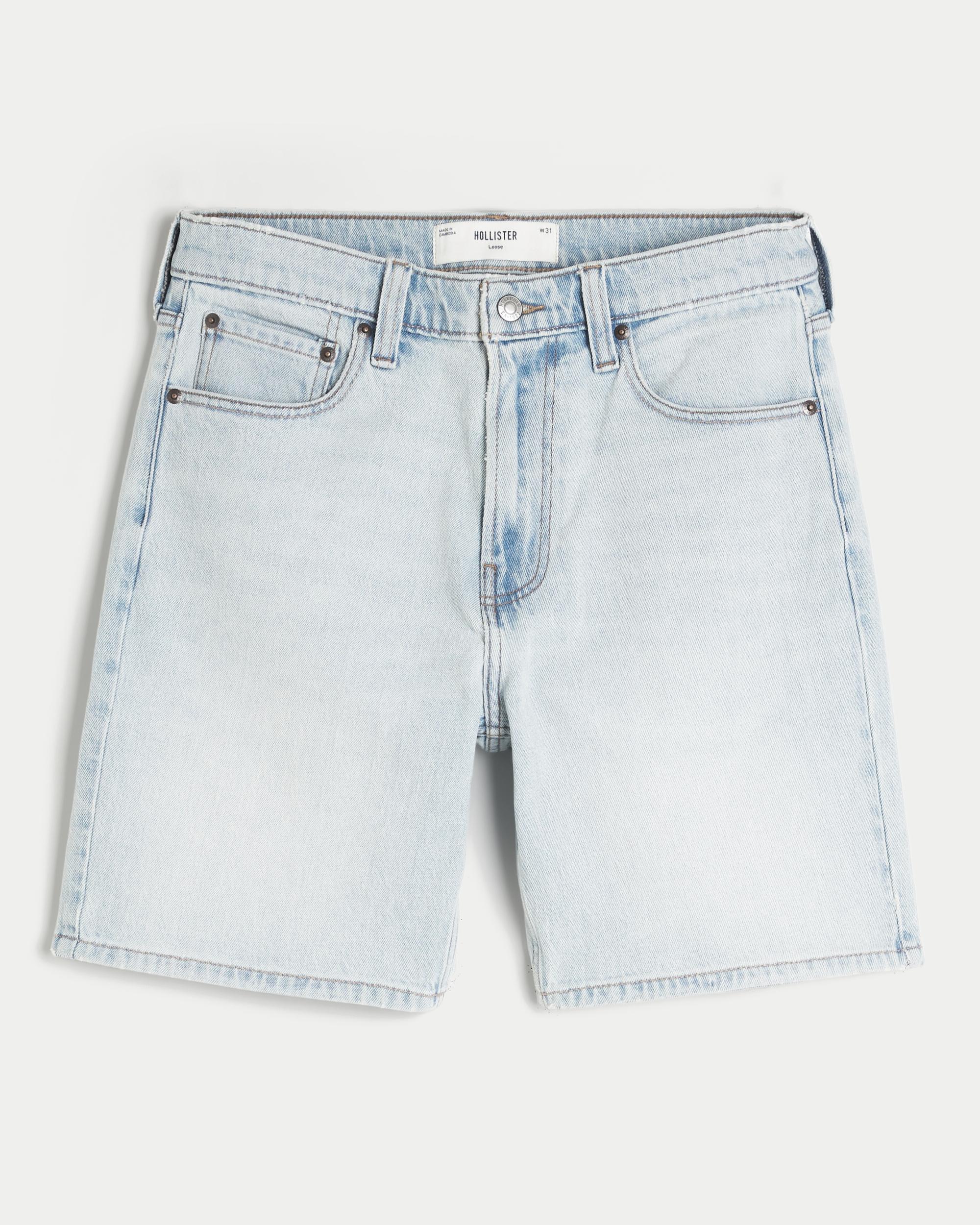 Above-the-Knee Loose Denim Shorts Product Image