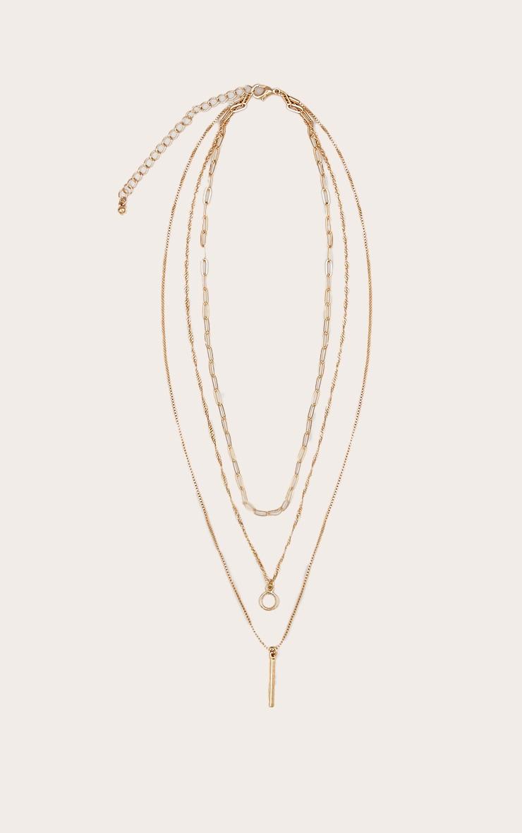 Gold Layered Circle Pendant Detail Necklace Product Image