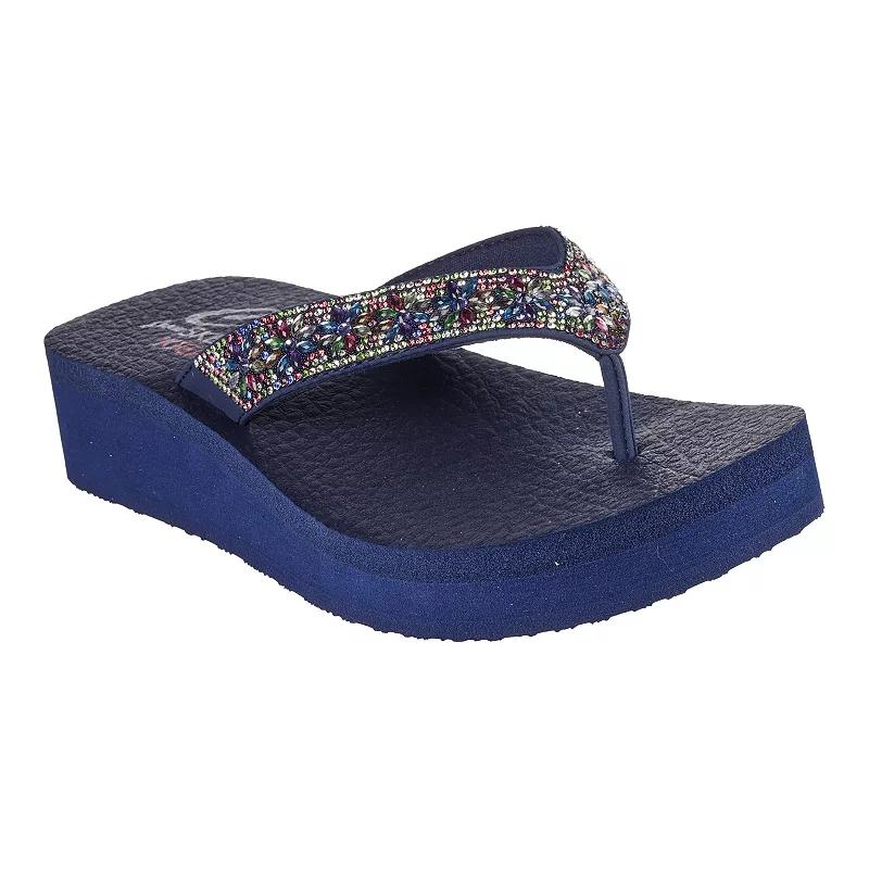 Skechers Cali® Vinyasa Wild Daisies Women's Wedge Thong Sandals, Size: 6, Blue Team Product Image