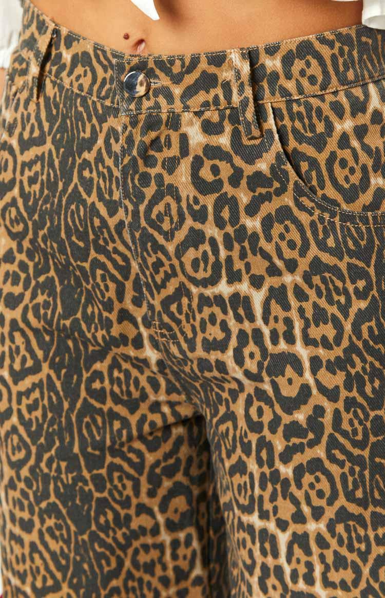 Brunet Leopard Print Straight Leg Jeans Girls Product Image