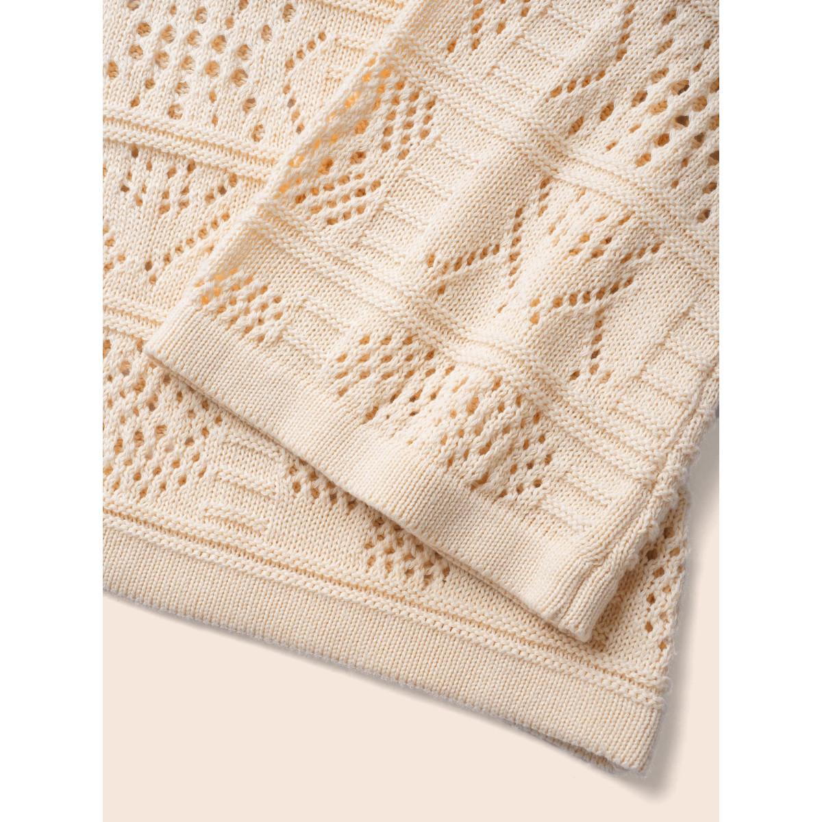 Plus Size Cotton Texture Cut Out Bell Sleeve Pullover Apricot Women Leisure Long Sleeve Round Neck Casual Pullovers BloomChic 30/6X Product Image