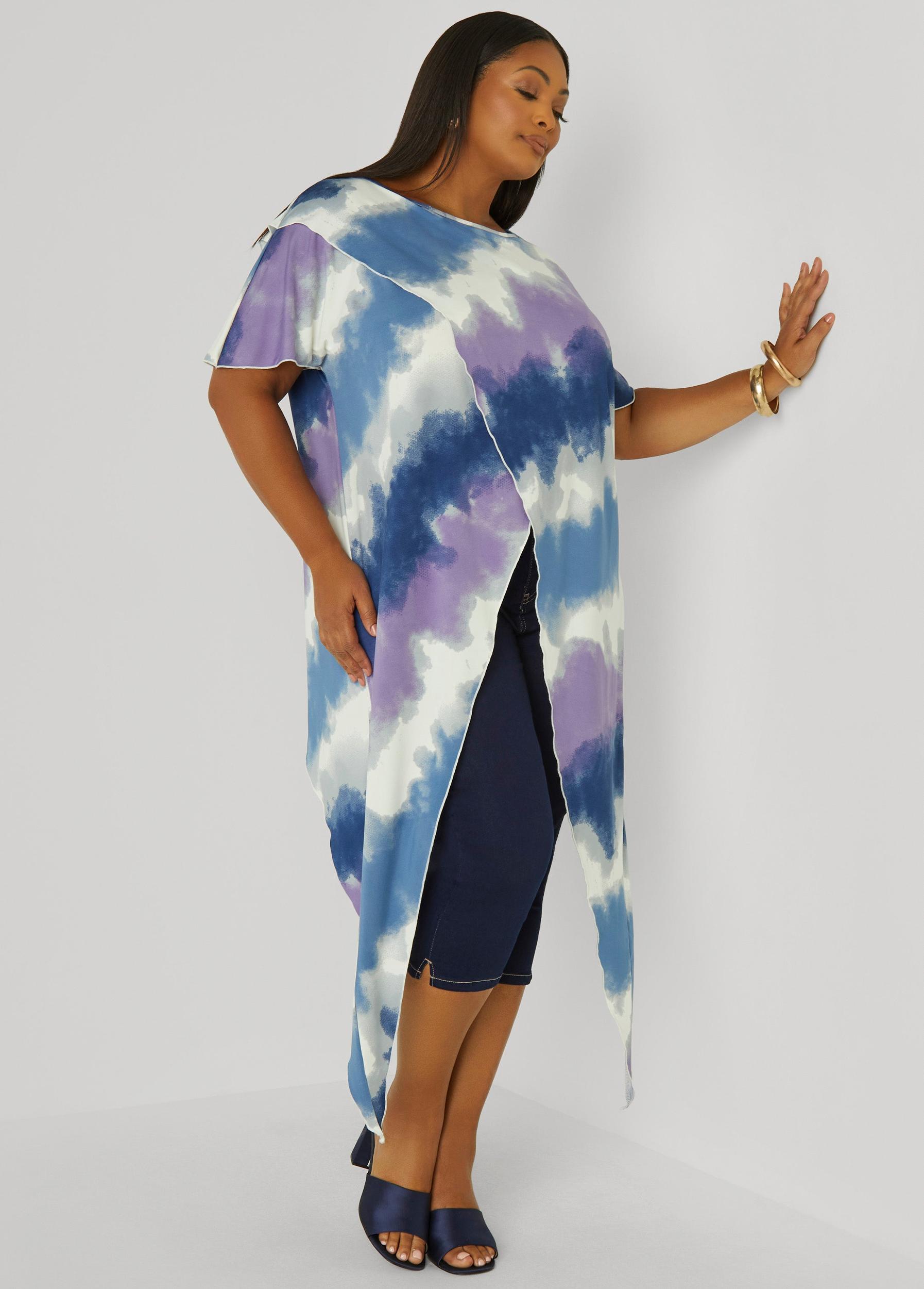 Plus Size Tie Dyed Crisscross Top Ashley Stewart Product Image