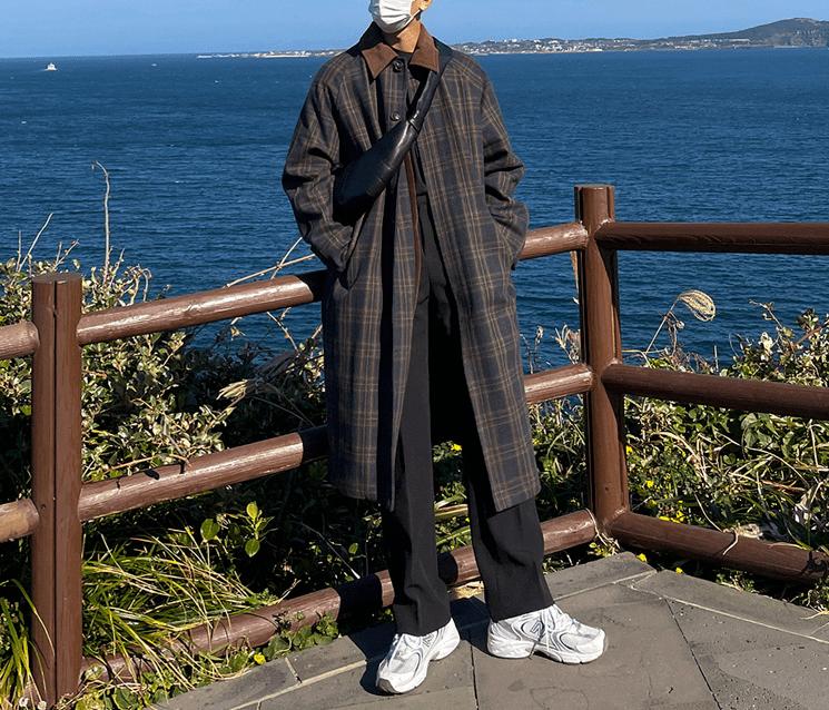 RT No. 3284 CORDUROY COLLAR PLAID COAT JK Product Image